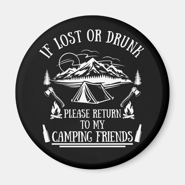 Funny camper slogan camping drinking sayings magnet (Front)