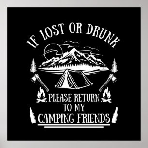 Funny camper slogan camping drinking sayings poster