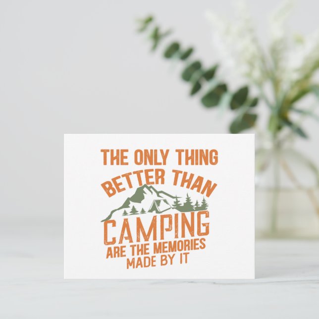 Funny camper slogan summer camping quotes holiday postcard (Standing Front)
