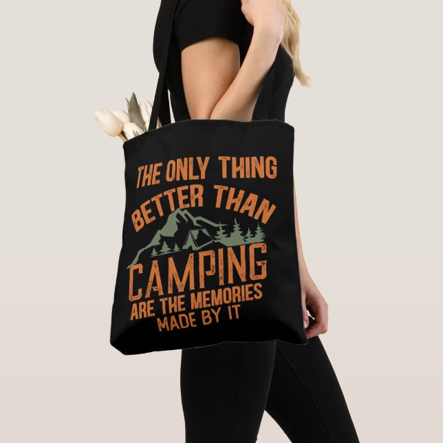 Funny camper slogan summer camping quotes tote bag (Close Up)