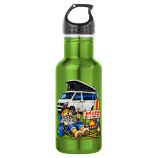 Funny Camper Van Rough Life Water Bottle