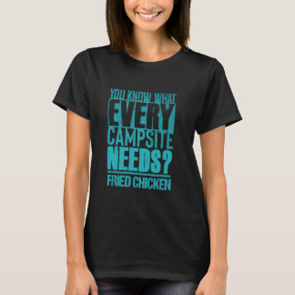 Funny Campfire Foodie Camping and Fried Chicken T-Shirt