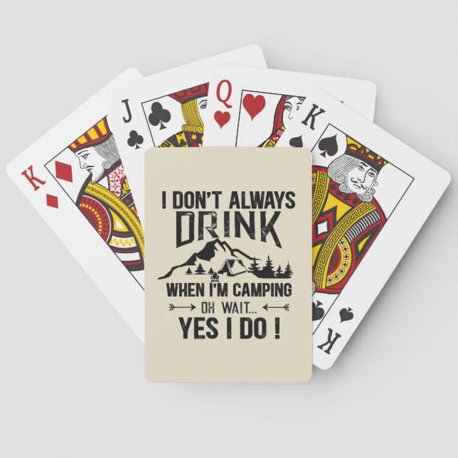 Funny camping and drinking sayings playing cards (Back)