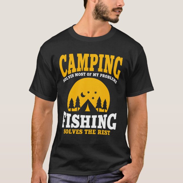 Funny Camping And Fishing girl T-Shirt (Front)