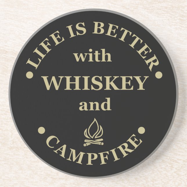 funny camping and whiskey saying coaster (Front)
