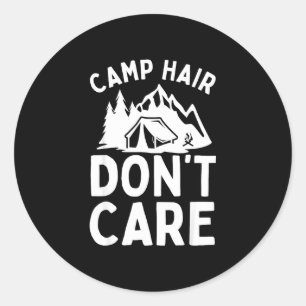 Funny camping art for men women camp hair camper classic round sticker
