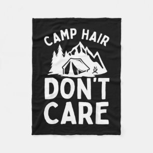 Funny camping art for men women camp hair camper fleece blanket