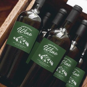 Funny Camping Bachelorette Wine Label