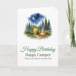Funny Camping Birthday Card Happy Camper