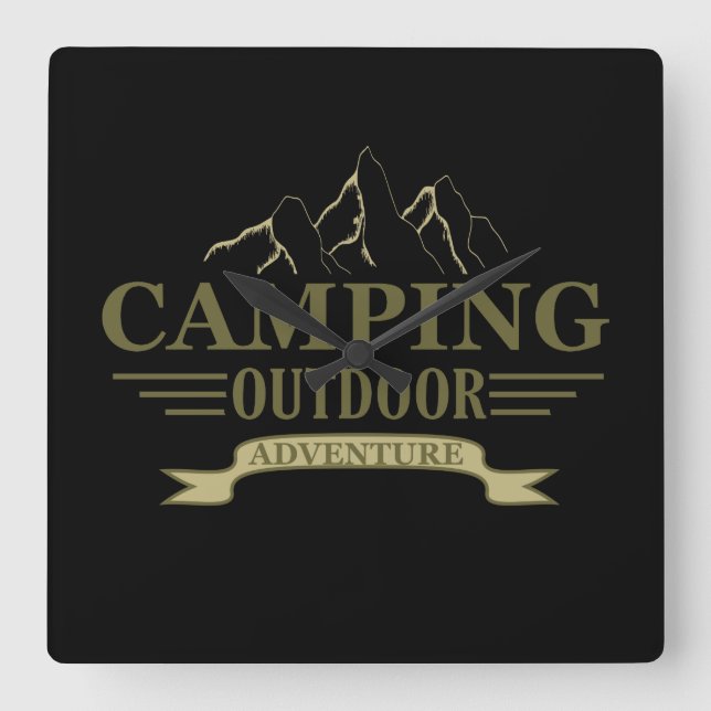 Funny camping camper sayings for campers square wall clock (Front)