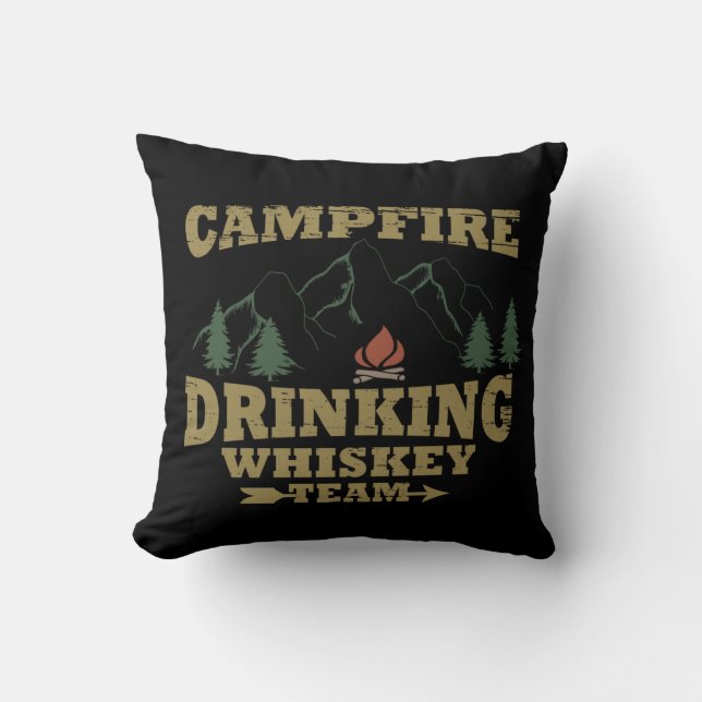 Funny Camping Camper Whiskey quote Cushion (Front)