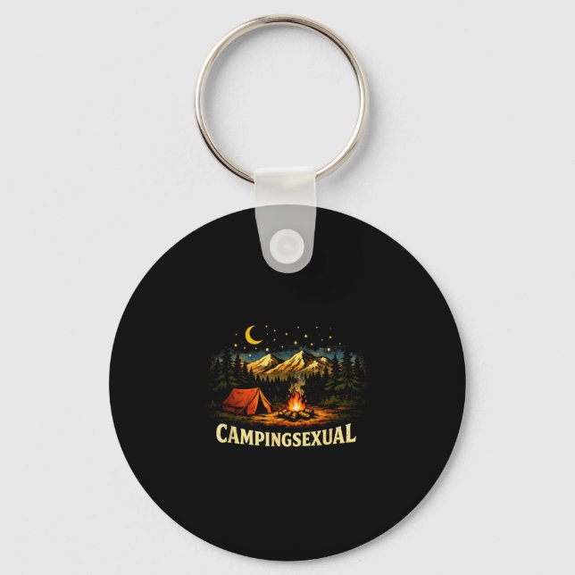 Funny camping campfire mountains outdoor key ring (Front)