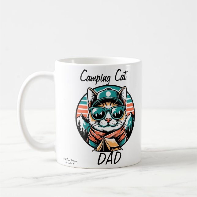  Funny Camping Cat Sunglasses Coffee Mug (Left)