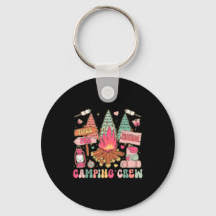 Funny camping crew campfire matching family summer key ring