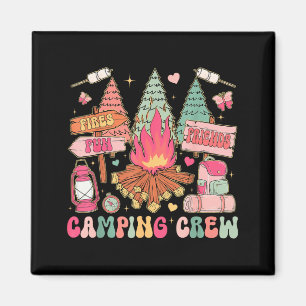 Funny camping crew campfire matching family summer magnet