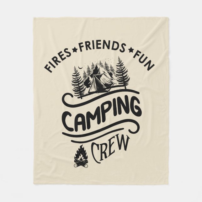 Funny camping crew slogan camper friends fleece blanket (Front)