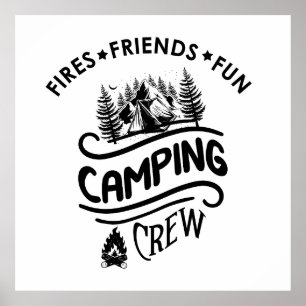 Funny camping crew slogan camper friends poster