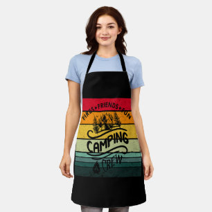 Funny camping crew slogan fun camper friends apron