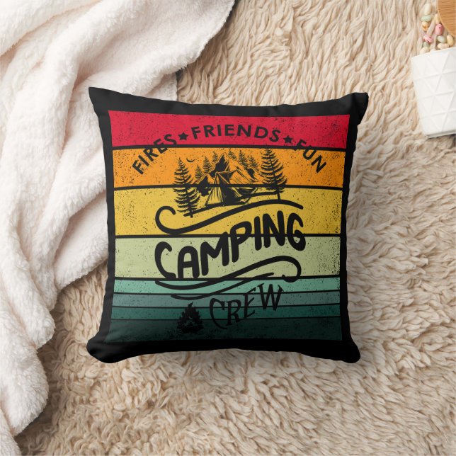 Funny camping crew slogan fun camper friends cushion (Blanket)