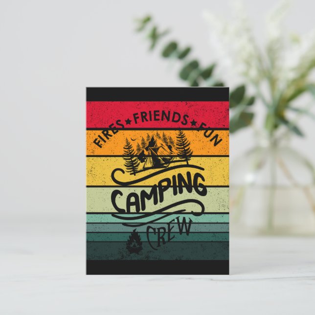 Funny camping crew slogan fun camper friends postcard (Standing Front)