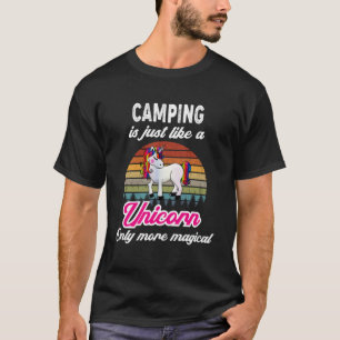 Funny Camping Design  Retro Unicorn  Vintage Sunse T-Shirt