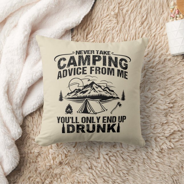 Funny camping drinking sayings cushion (Blanket)