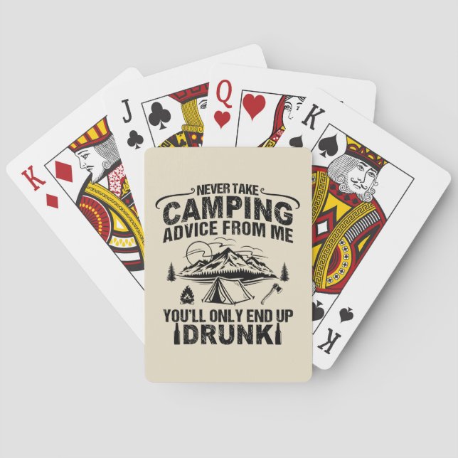 Funny camping drinking sayings playing cards (Back)