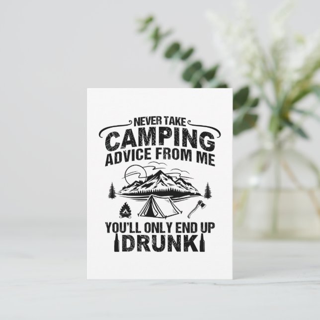 Funny camping drinking sayings postcard (Standing Front)