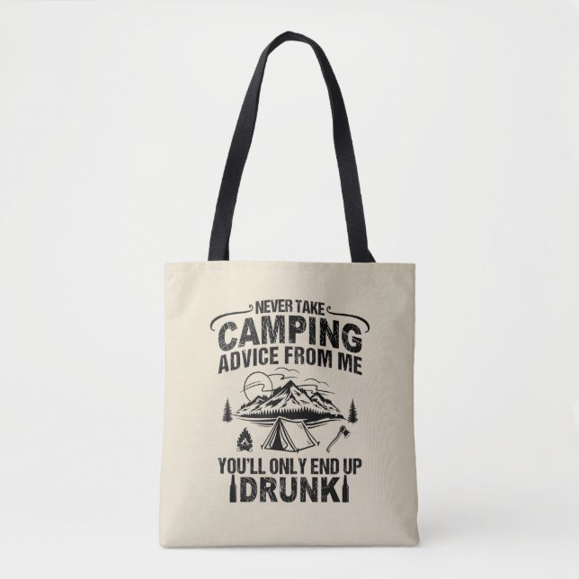 Funny camping drinking sayings tote bag (Front)