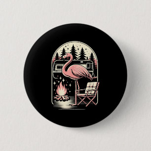 Funny Camping Flamingo Camper Camp Outdoor Travel  6 Cm Round Badge