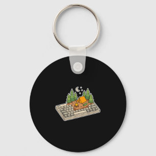 Funny camping happy camper hiking outdoors men key ring