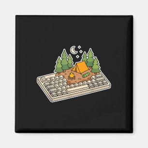 Funny camping happy camper hiking outdoors men magnet