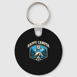 Funny camping hiking lover happy camper key ring