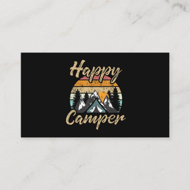 Funny Camping Hiking Lover Present Happy Camper Business Card (Front)