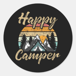Funny Camping Hiking Lover Present Happy Camper Classic Round Sticker