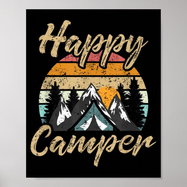 Funny Camping Hiking Lover Present Happy Camper Poster (Front)
