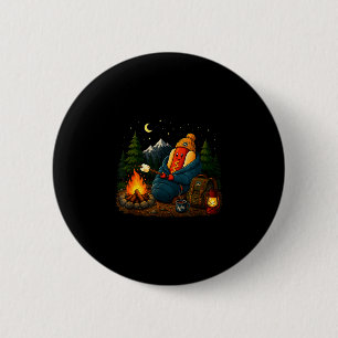 Funny camping hotdog cartoon sausage camper 6 cm round badge