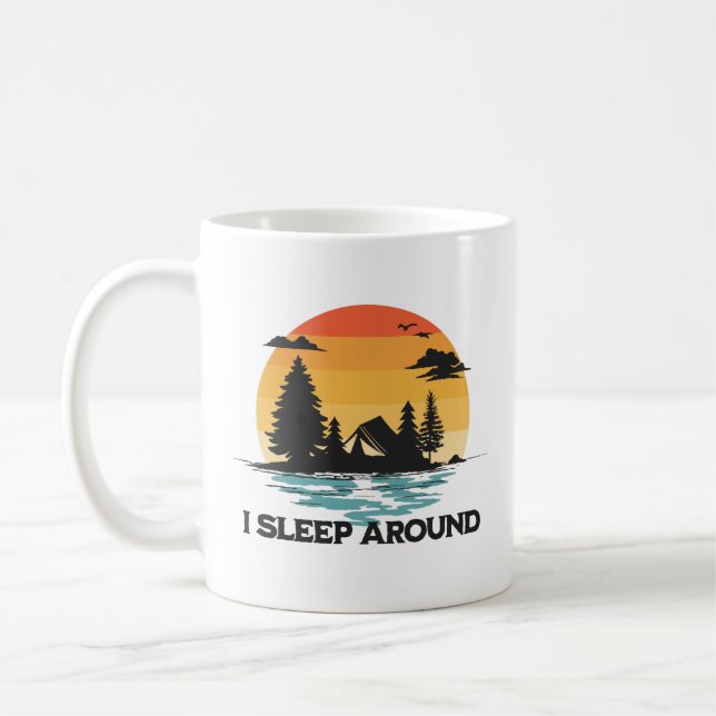 Funny Camping - I Sleep Around Coffee Mug (Left)