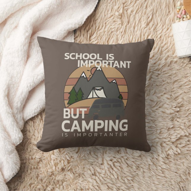 Funny Camping is Importanter Christmas  Cushion (Blanket)