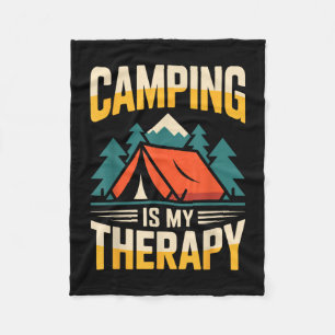 Funny camping is my therapy fleece blanket