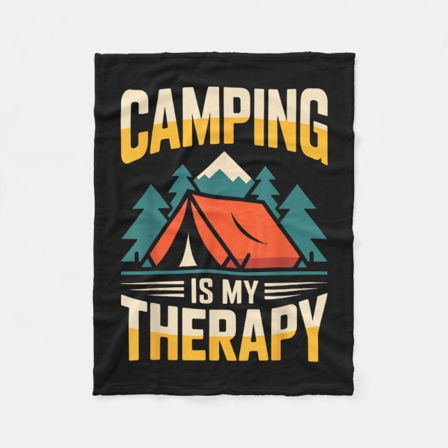 Funny camping is my therapy  fleece blanket (Front)