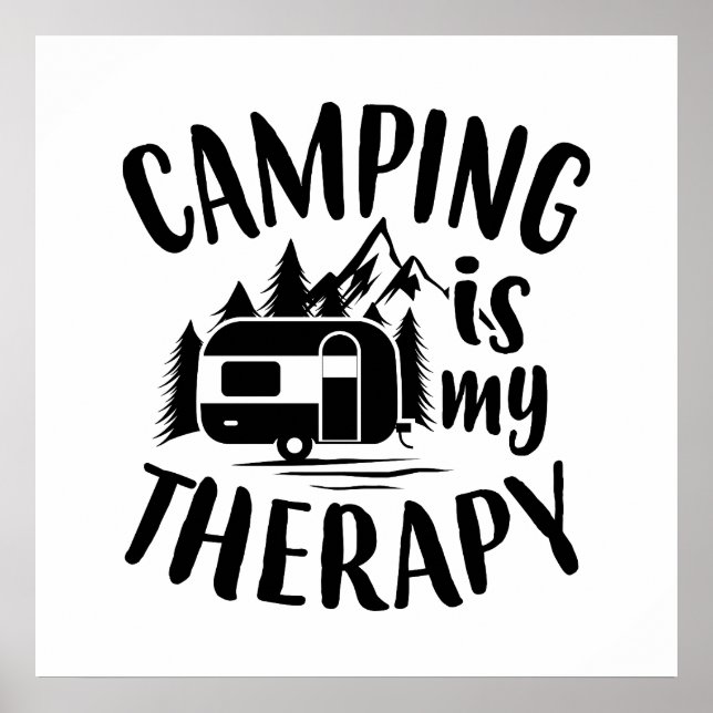Funny Camping is my Therapy word art Poster (Front)