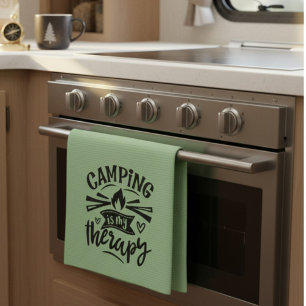 Funny Camping Kitchen Décor  Tea Towel