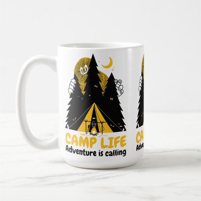 Funny Camping Monster – Camp Life Adventure Coffee Mug (Left)