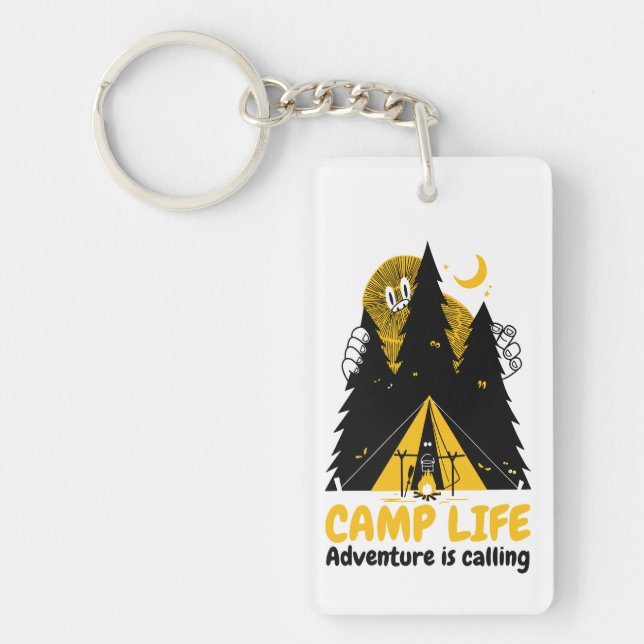 Funny Camping Monster – Camp Life Adventure Key Ring (Front)