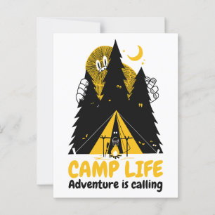 Funny Camping Monster – Camp Life Adventure Postcard