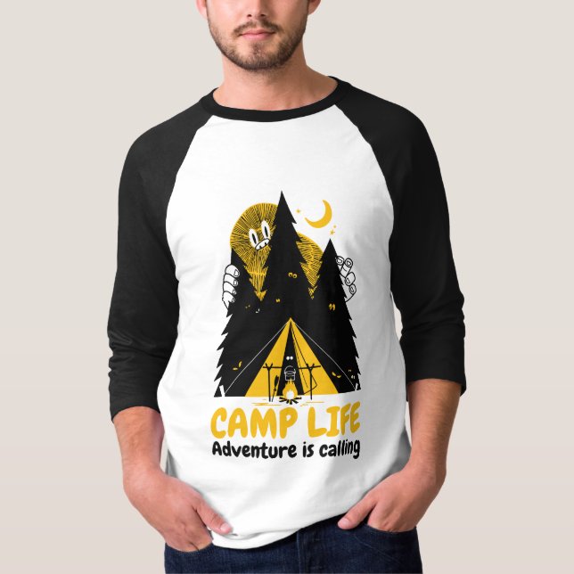 Funny Camping Monster – Camp Life Adventure T-Shirt (Front)