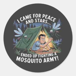 Funny Camping Mosquito Army T-Shirt Classic Round Sticker