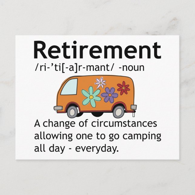 Funny Camping Retirement Definition    Card (Front)