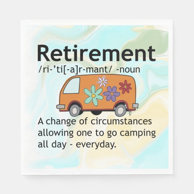Funny Camping Retirement Definition    Napkin (Front)